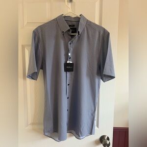 Kenneth Cole Blue Patterned Casual Shirt